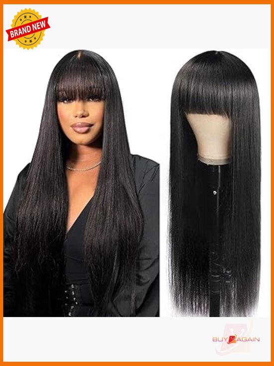 250 Density HD Lace Front Wig Human Hair Straight Wear Go Glueless Bangs main image 4